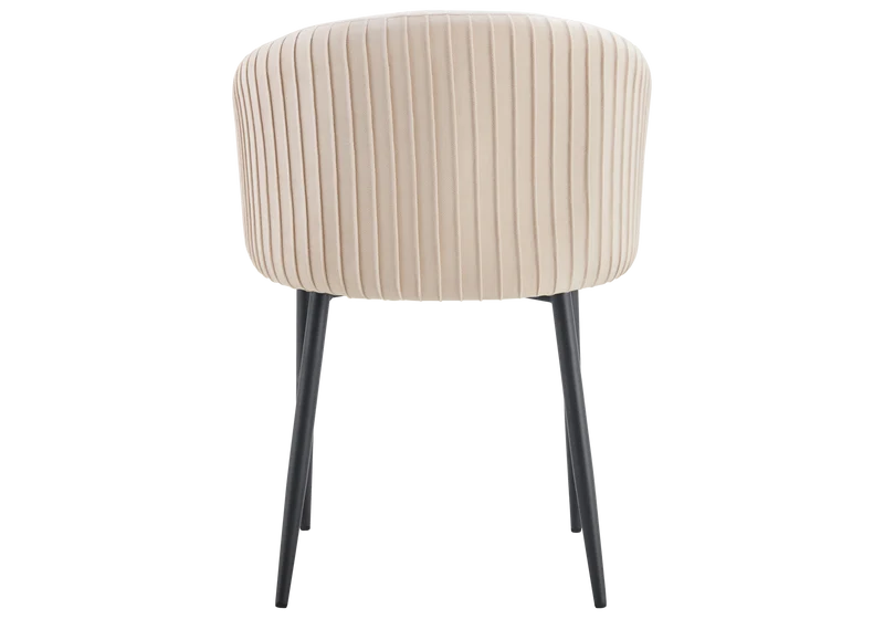 Chaise salle manger velours beige pieds noir - Sora x2