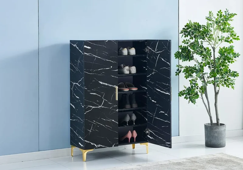 Meuble rangement marbre noir - Maya