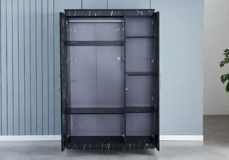 Armoire 3 portes marbre noir - Maya