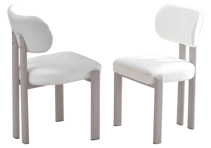 Chaise salle à manger bouclée et travertin - Inaya x4
