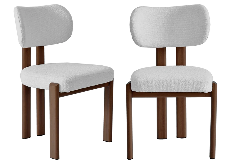 Chaise salle à manger bouclée et noyer - Inaya x4