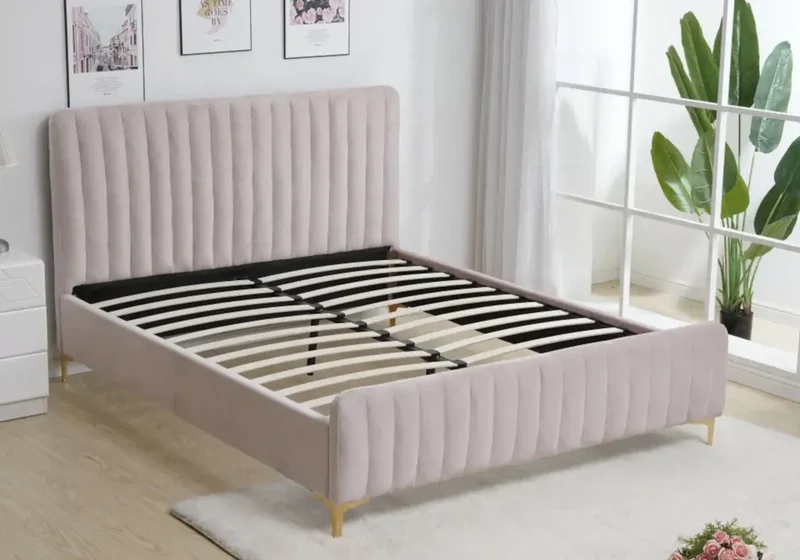Lit enfant velours beige - Doly