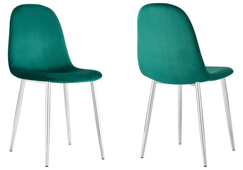 Chaises scandinaves en velours vert - Gina x6