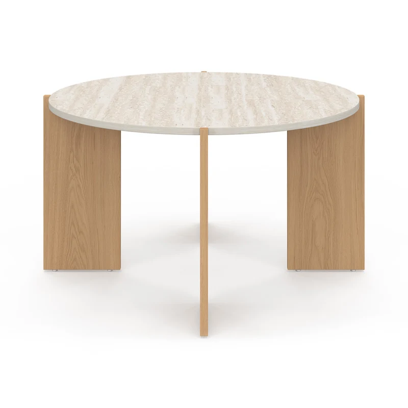 Table basse ronde Sidonie effet travertin Ø70cm