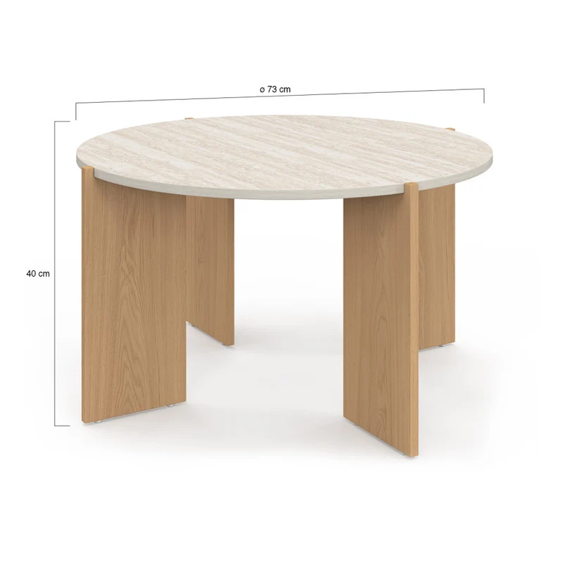 Table basse ronde Sidonie effet travertin Ø70cm