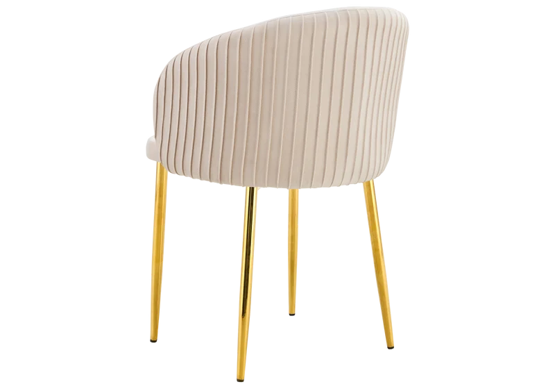 Chaise salle manger velours beige pieds doré - Sora x2