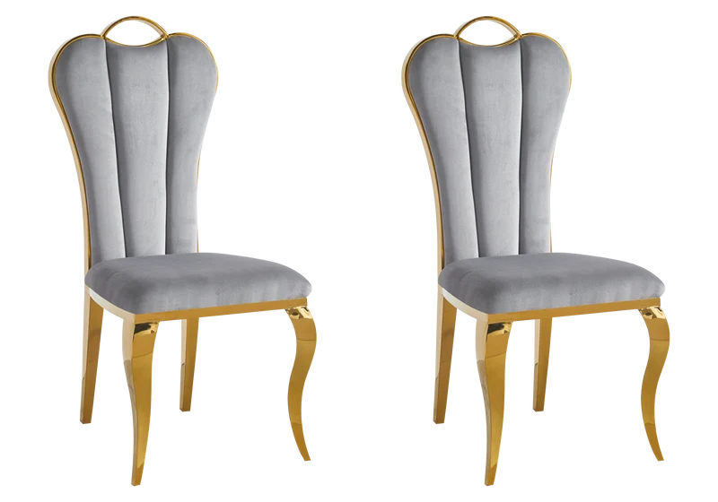 Chaise baroque moderne dorée et velours - Diana x4