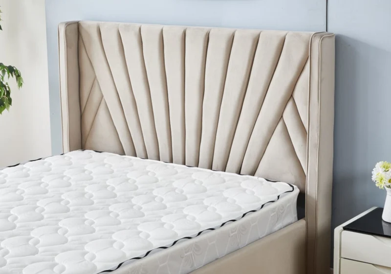 Cadre de lit 2 places velours taupe design - Venice