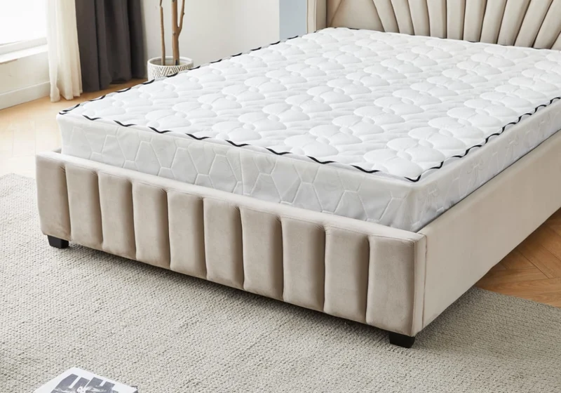 Cadre de lit 2 places velours taupe design - Venice