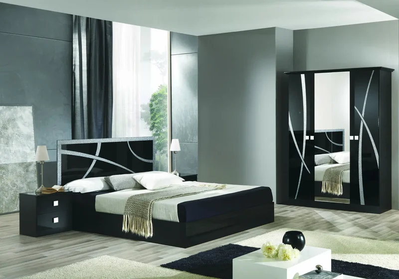 Chambre complète noir argenté MILANO