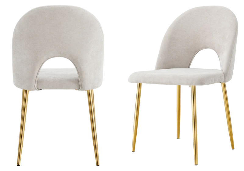 Chaise dossier ouvert en tissu chenille taupe - Talia x4