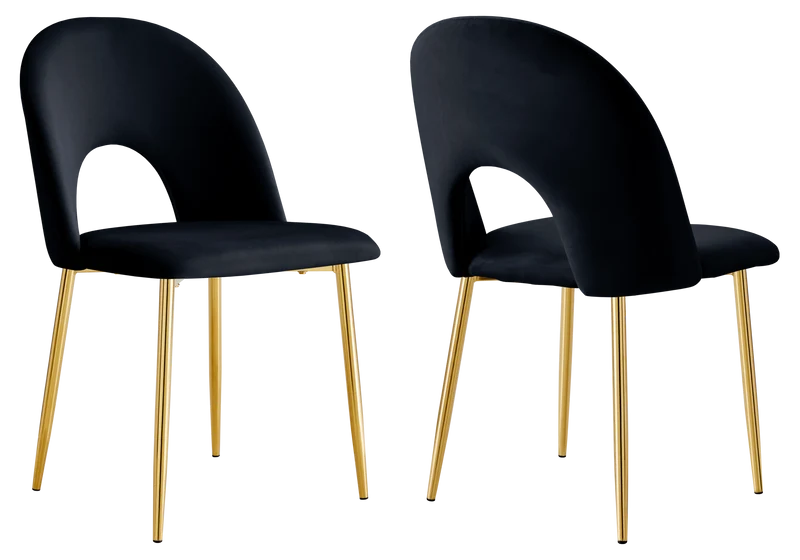 Chaise dossier ouvert en velours noir - Talia x4