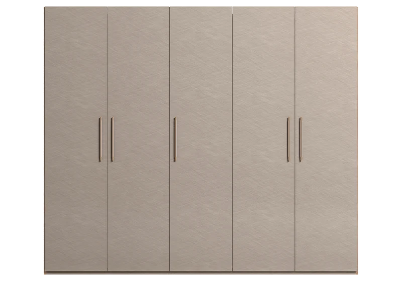 Armoire dressing 3 à 6 portes bois corde et noyer - Nora