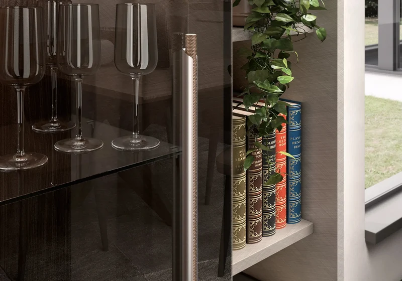 Vitrine 2 portes avec éclairage LED bois corde - Nora