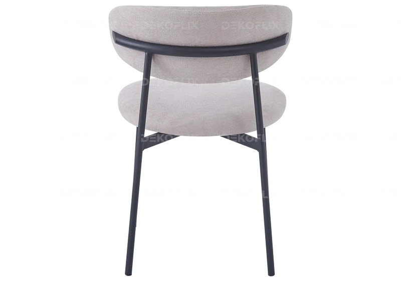 Chaise de table velours taupe pieds noir - Asna x4