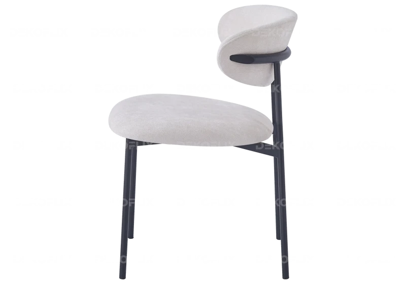 Chaise de table velours gris pieds noir - Asna x4