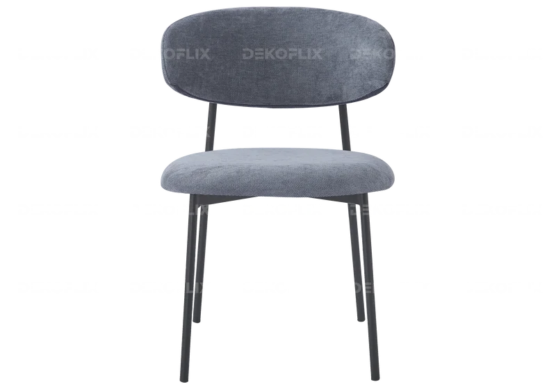 Chaise de table velours anthracite pieds noir - Asna x4