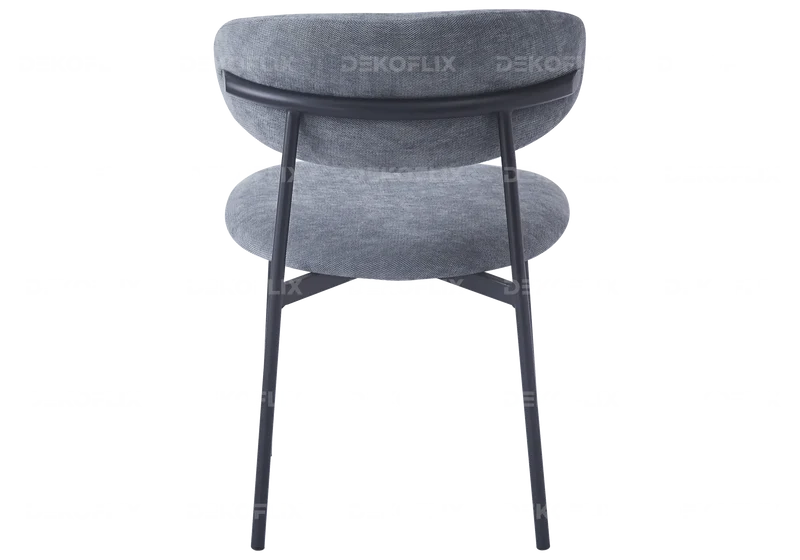 Chaise de table velours anthracite pieds noir - Asna x4