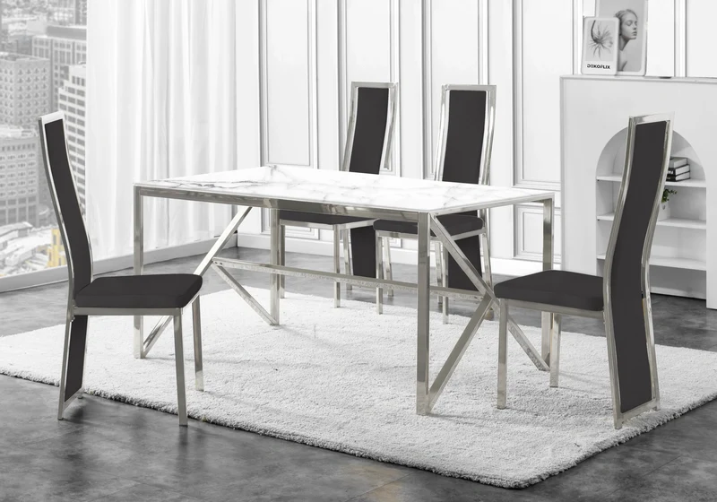 Chaise argentée velours gris design - Dia x6
