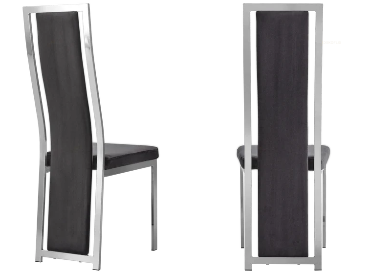 Chaise argentée velours gris design - Dia x6