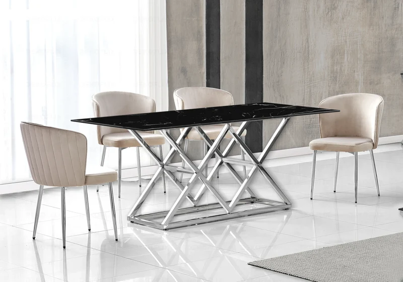 Chaise de salle à manger design en velours moka - Diva x4