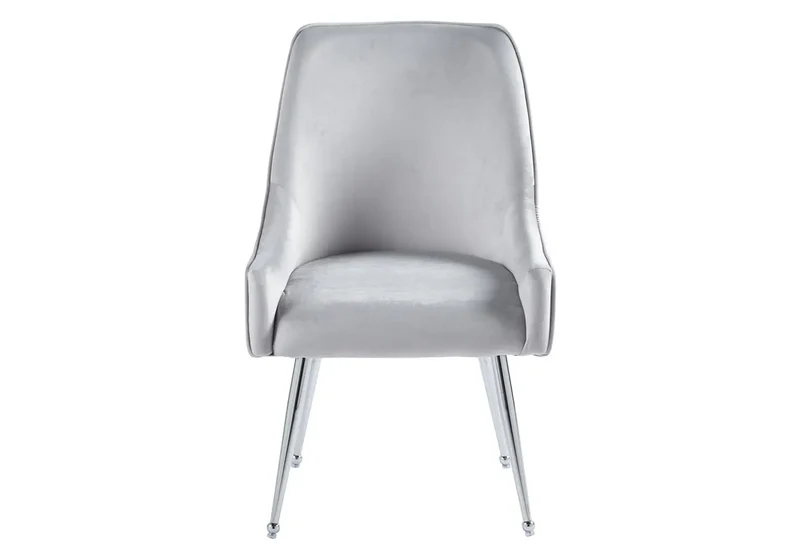 Fauteuil de table velours gris poignée argentée - Opus x2