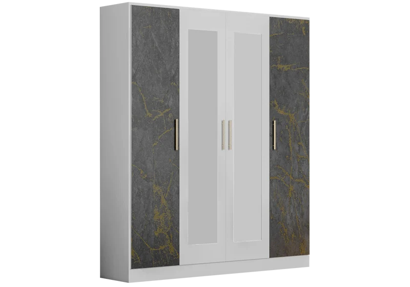Chambre complète marbre gris doré LED – AMIRA