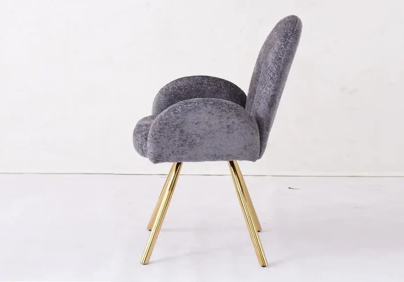 Fauteuil de table velours anthracite pieds dorés - Mimi x2