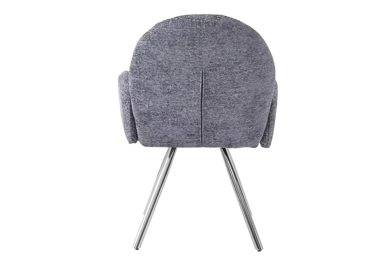 Fauteuil de table velours anthracite pieds argentés - Mimi x2