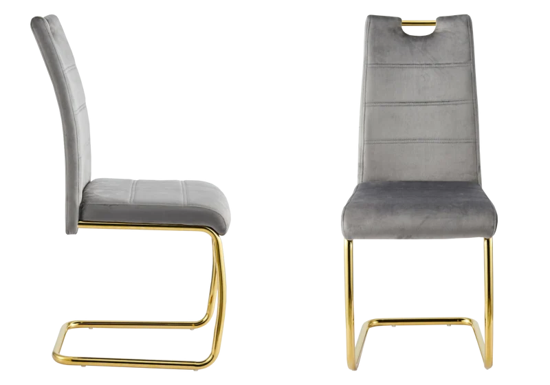 Chaise luge en velours gris dossier haut - Grazia x6