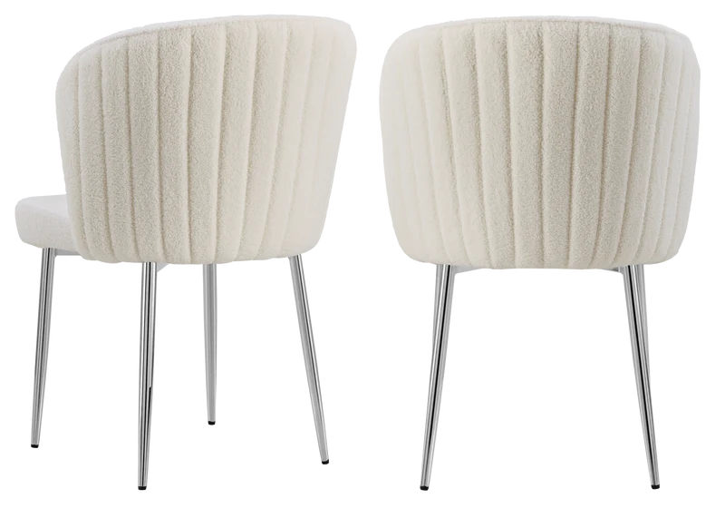 Chaise de salle à manger design en tissu bouclé écru - Diva x4