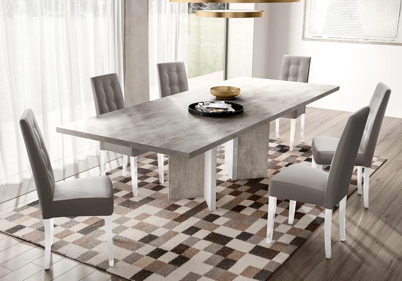 Chaise salle à manger grise tissu capitonné – Treviso