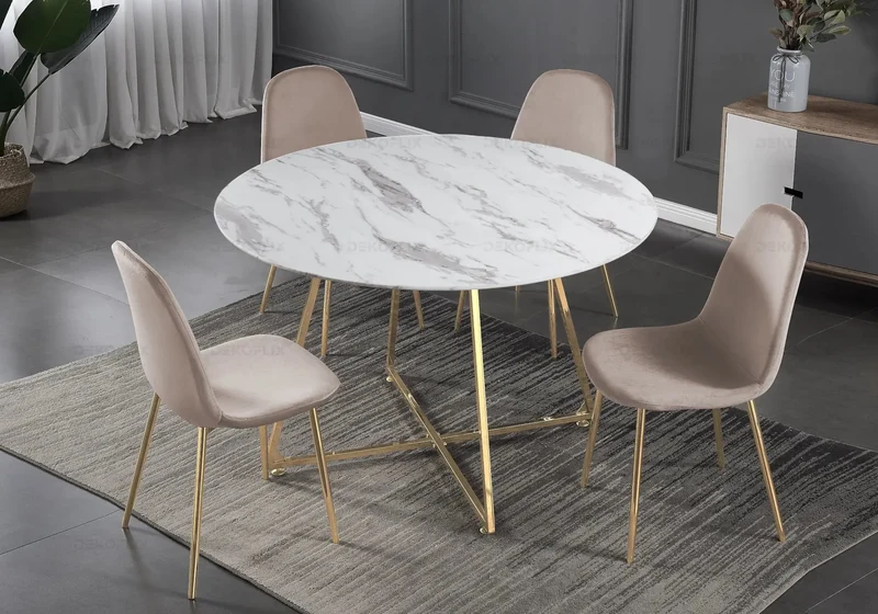 Chaises scandinaves en velours taupe - Gina x6