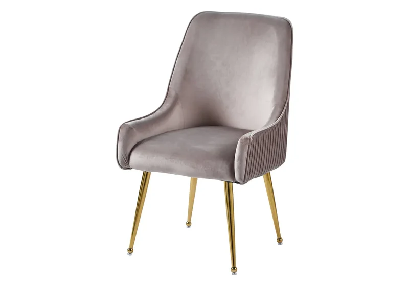 Fauteuil de table velours moka poignée dorée - Opus x2