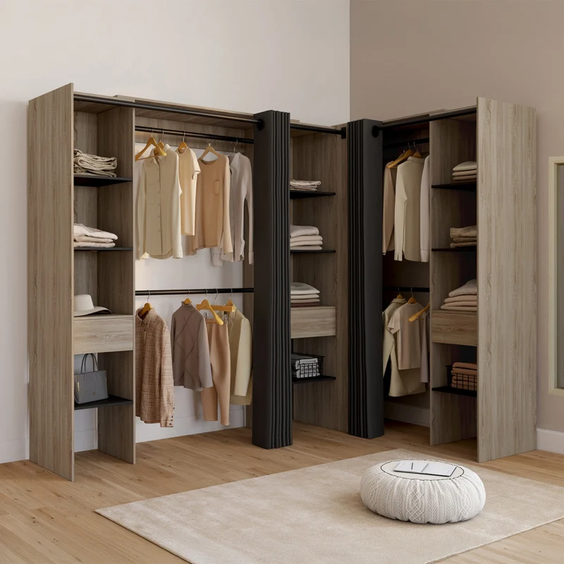 Dressing Justine d'angle 230cm effet bois