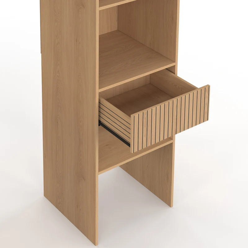 Dressing Faustine extensible 120-180cm 5 tiroirs effet lattes