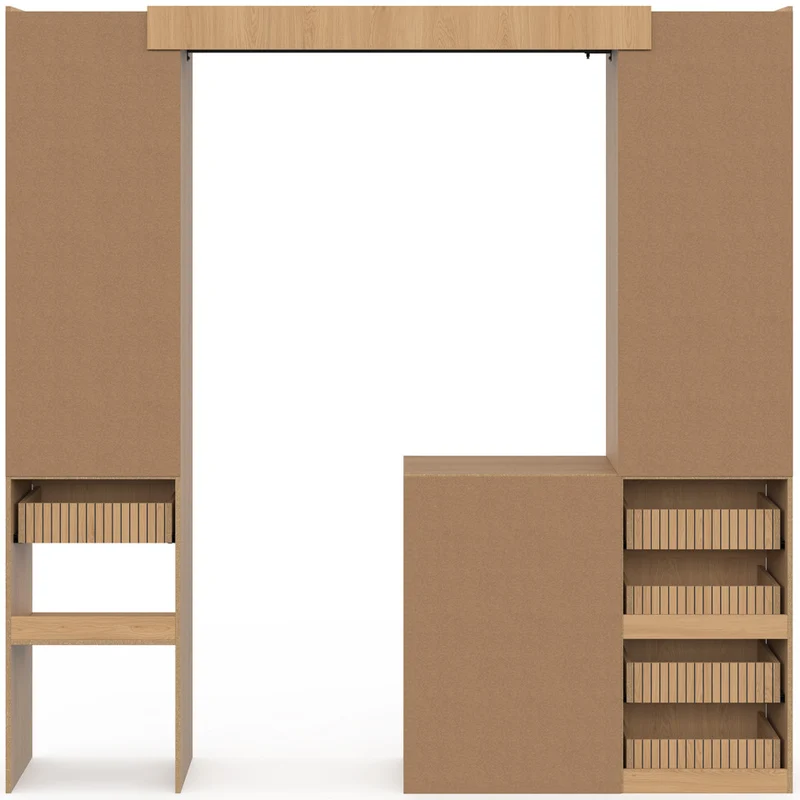 Dressing Faustine extensible 120-180cm 5 tiroirs effet lattes