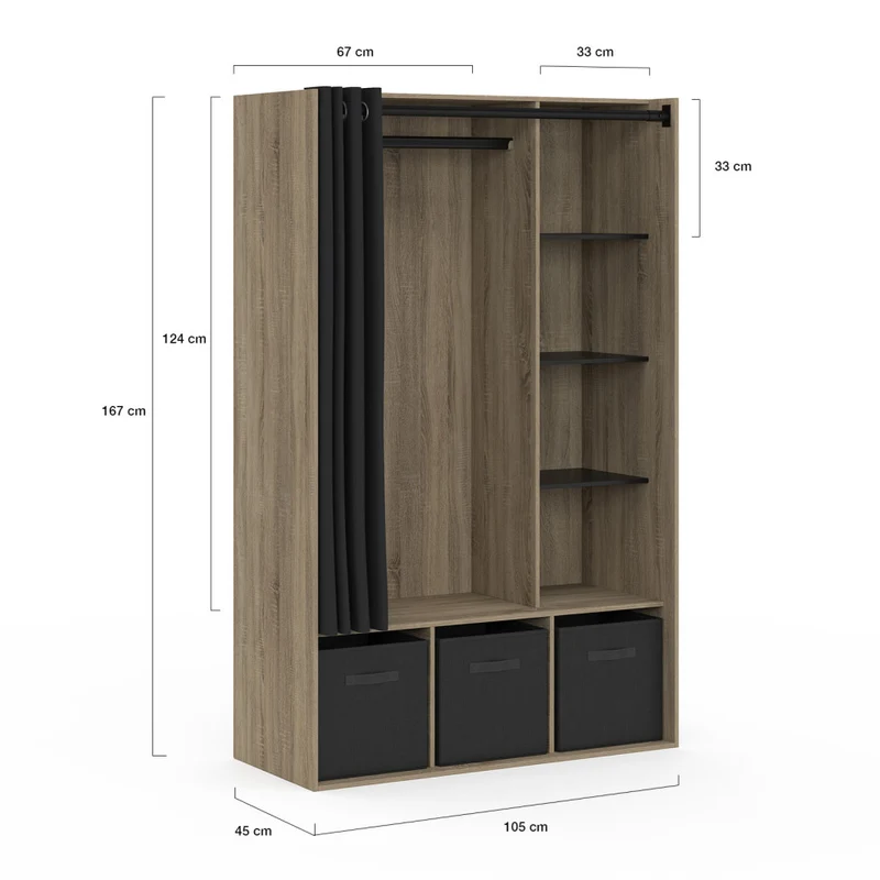 Dressing Camille 167cm effet bois