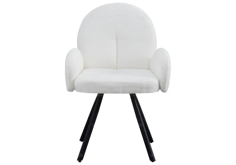 Fauteuil de table velours écru pieds noirs - Mimi x2