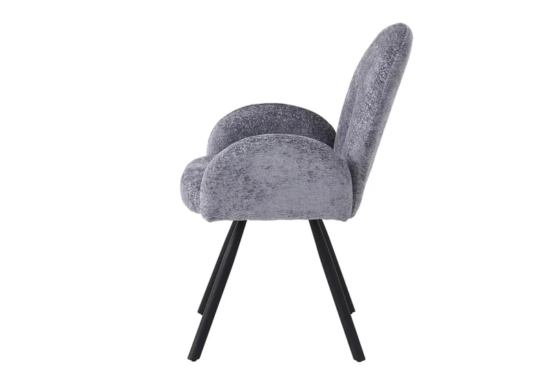Fauteuil de table velours anthracite pieds noirs - Mimi x2
