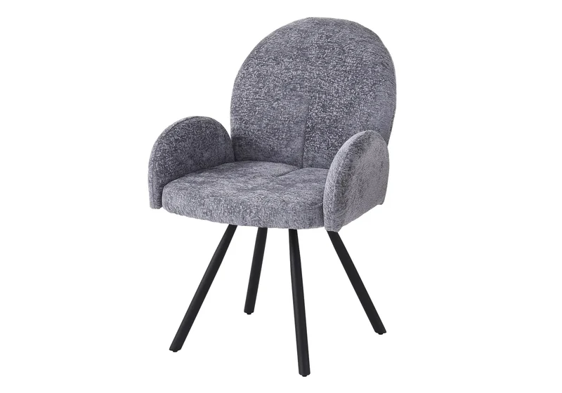 Fauteuil de table velours anthracite pieds noirs - Mimi x2