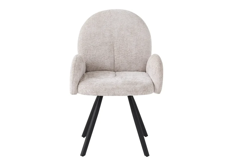 Fauteuil de table velours moka pieds noirs - Mimi x2