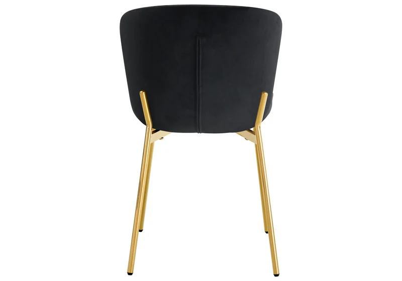 Chaise salle manger velours noir pieds doré - Vesta x4