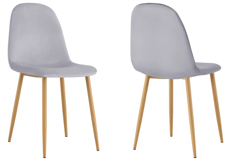 Chaises scandinaves en velours gris - Gina x6