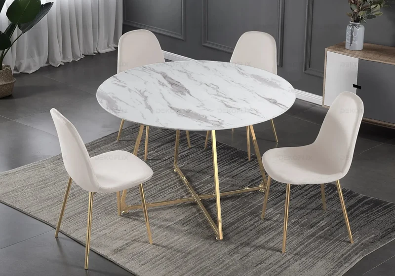 Chaises scandinaves en velours beige - Gina x6