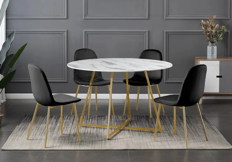 Chaises scandinaves en velours noir - Gina x6