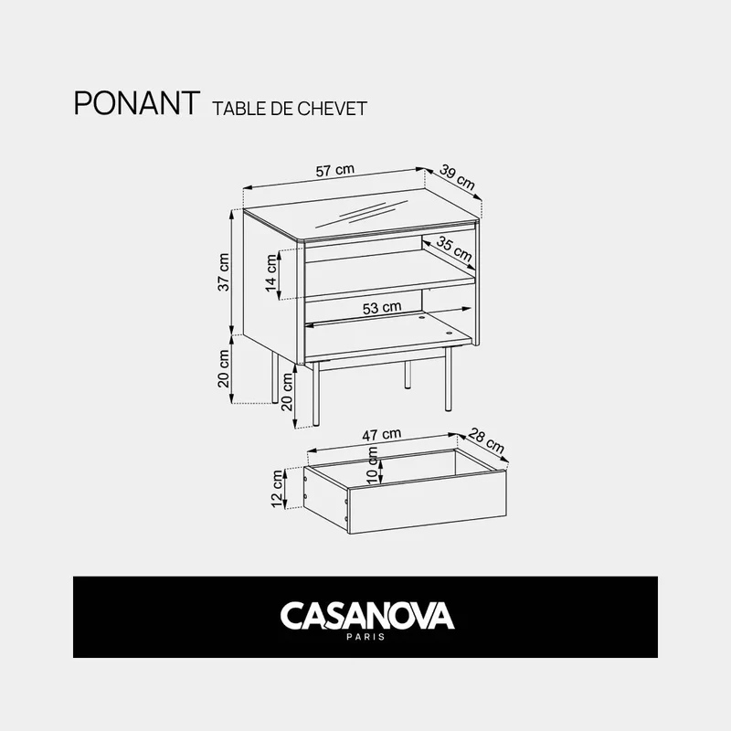 LOT PONANT - TABLE DE CHEVET
