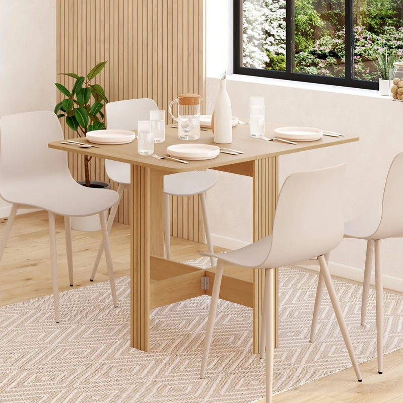Table à manger dépliable Faustine bois et lattes 103cm