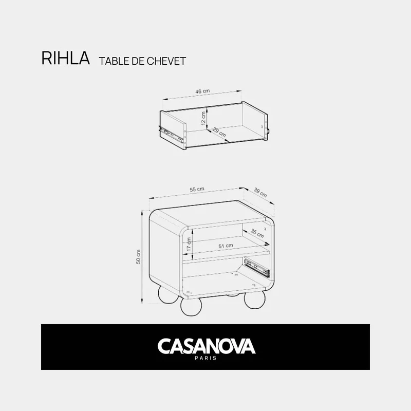 LOT RIHLA - TABLE DE CHEVET