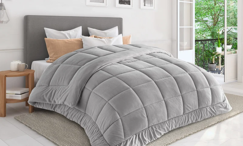 Couette 400gr/m² polaire biface gris - 240x260cm